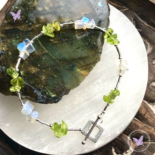 Peridot & Opalite Silver Bracelet